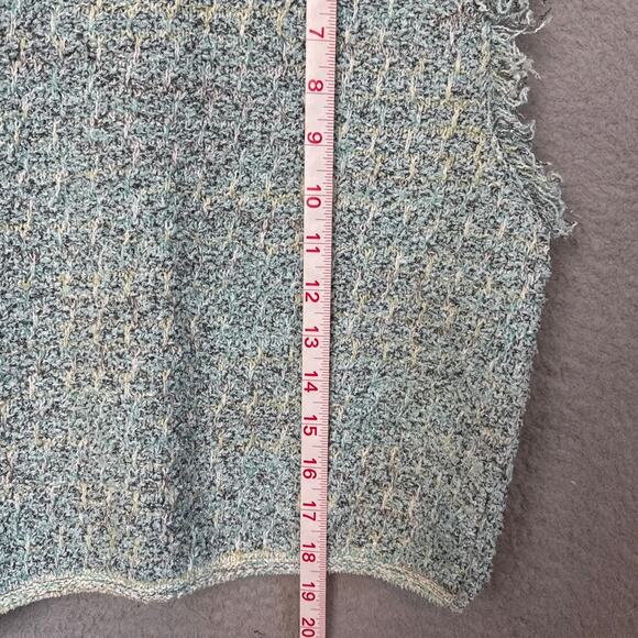 MNG Mango Women's Tweed Top Fringe Hem Sleeveless Cropped Blue Size S NWT - Picture 7 of 10